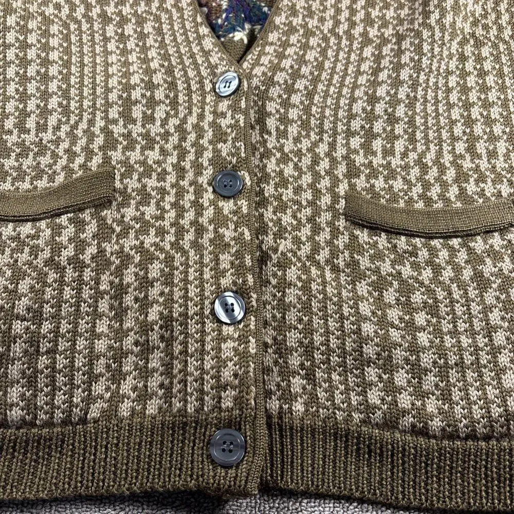 Barry Bricken Vintage Men’s Cardigan Sweater Houndstooth Medium Hong King